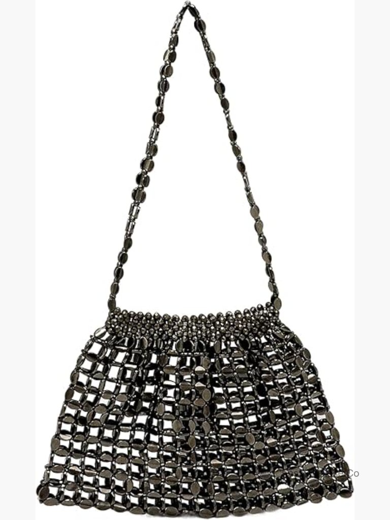 Beaded Evening Bag Clutch Purse With Chain Strap